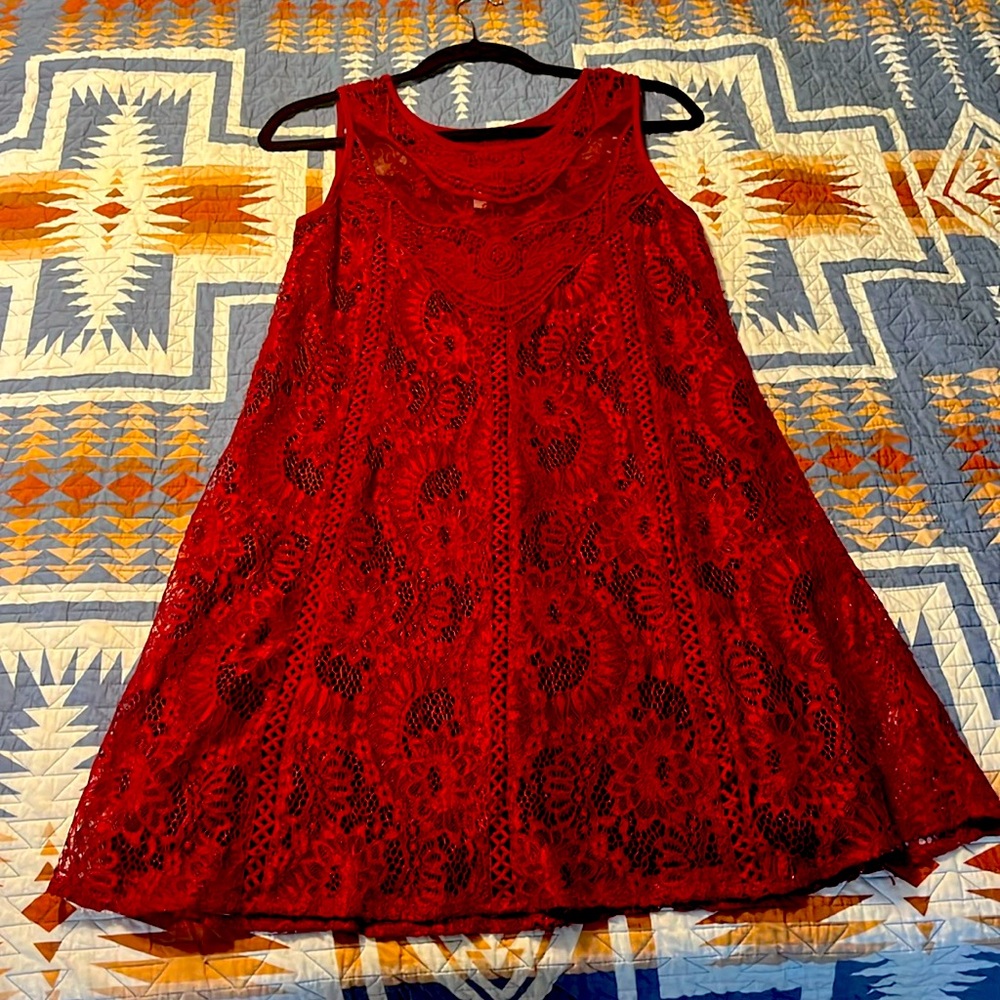 Burghandy red lace dress